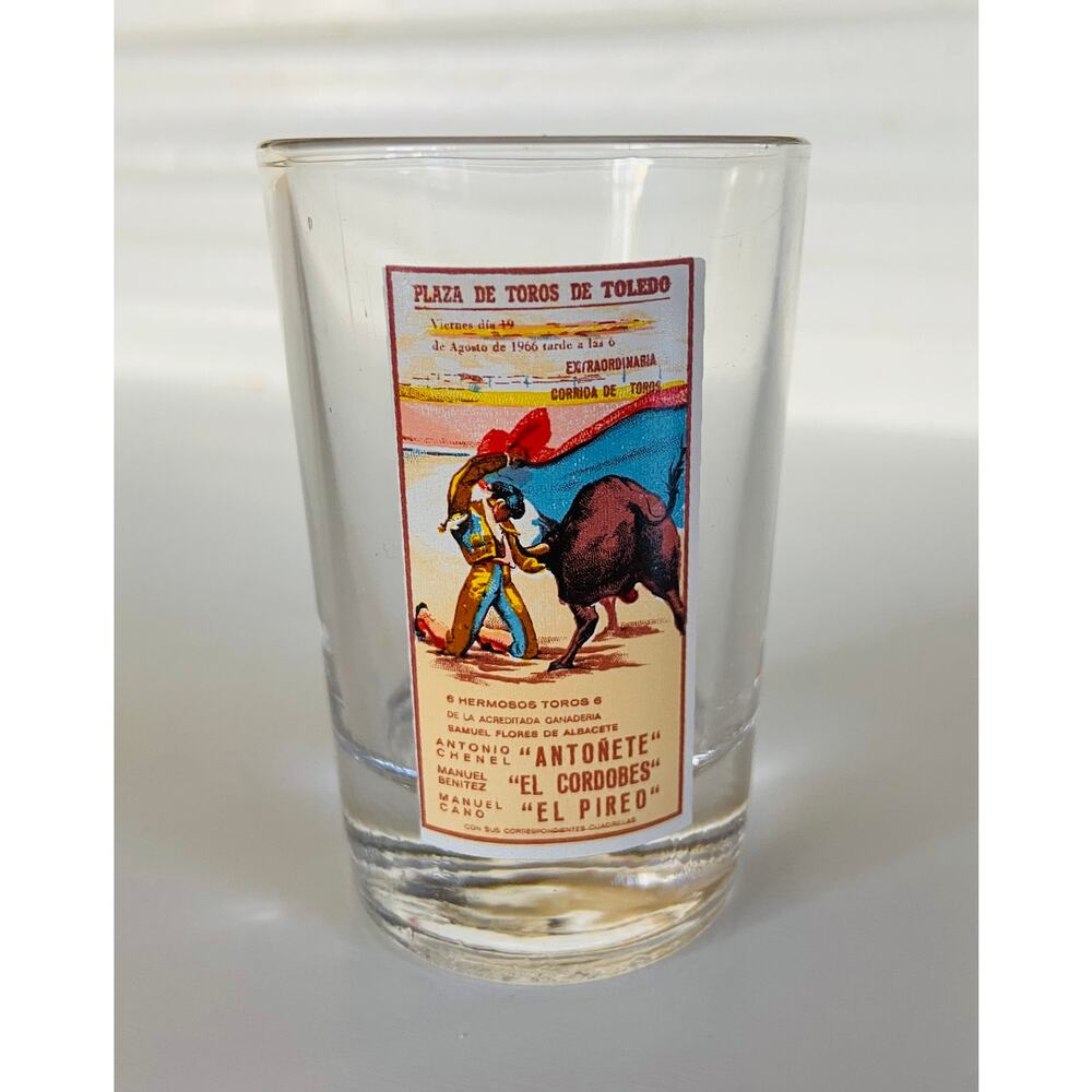 Spanish Souvenir Plaza de Toros de Toldeo 1966 Spain Bullfight Shot Glass